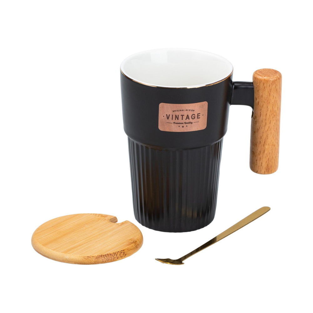 Vintage Ceramic Cup 400ml -  Balck