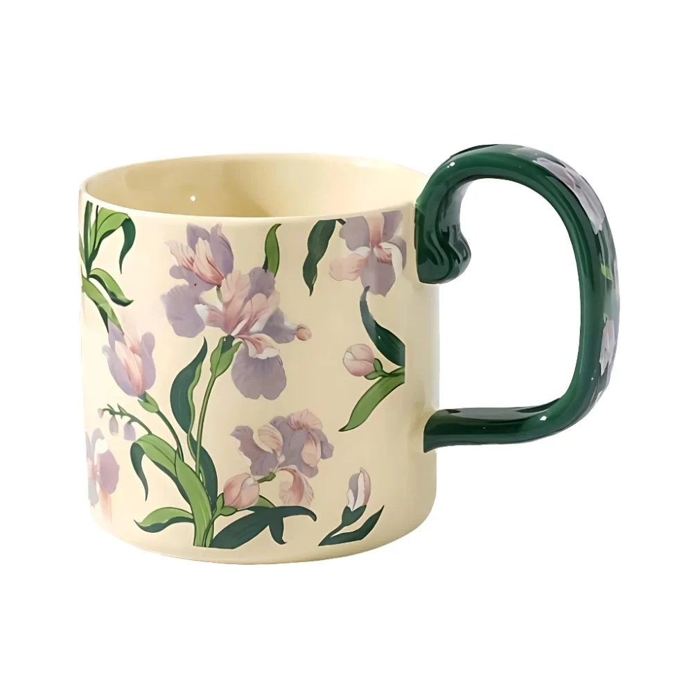 Floral Ceramic Cup 400ml -  Purple