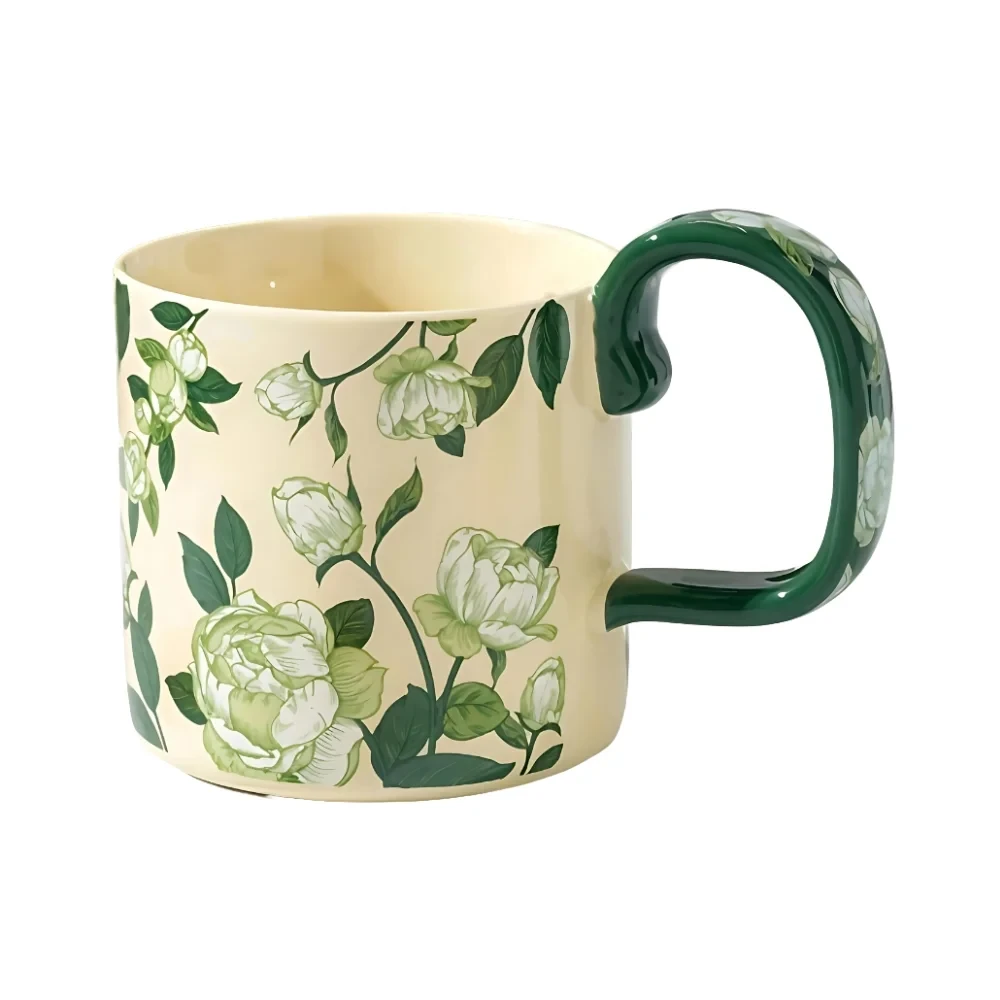 Floral Ceramic Cup 400ml -  Rose