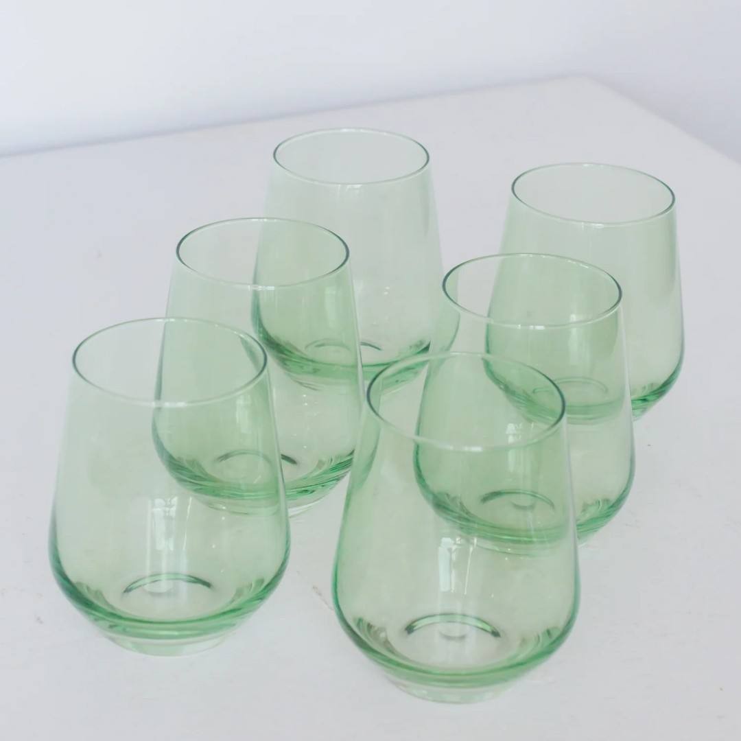 Mint Green Stemless Glassware Set (Set of 6)