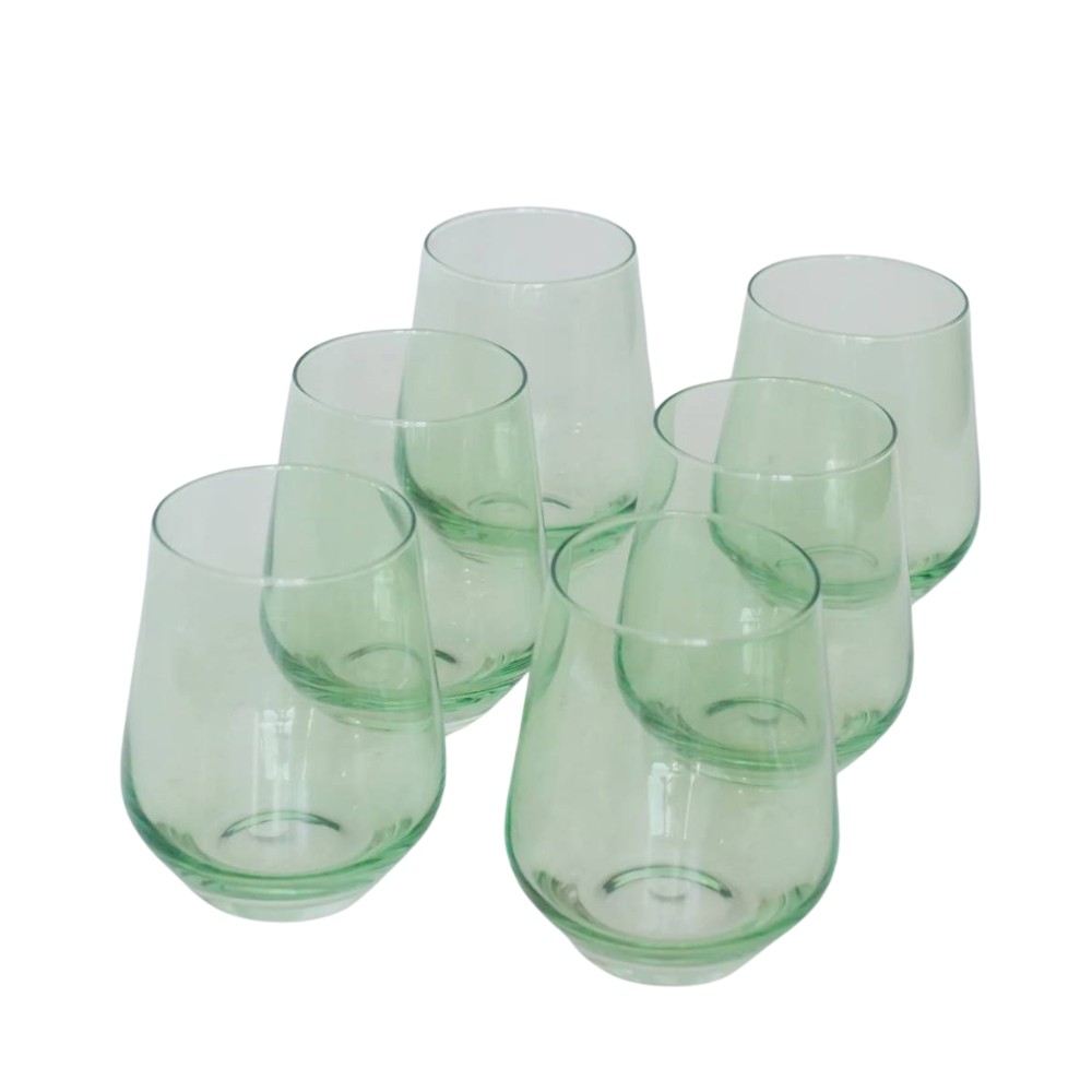 Mint Green Stemless Glassware Set (Set of 6)