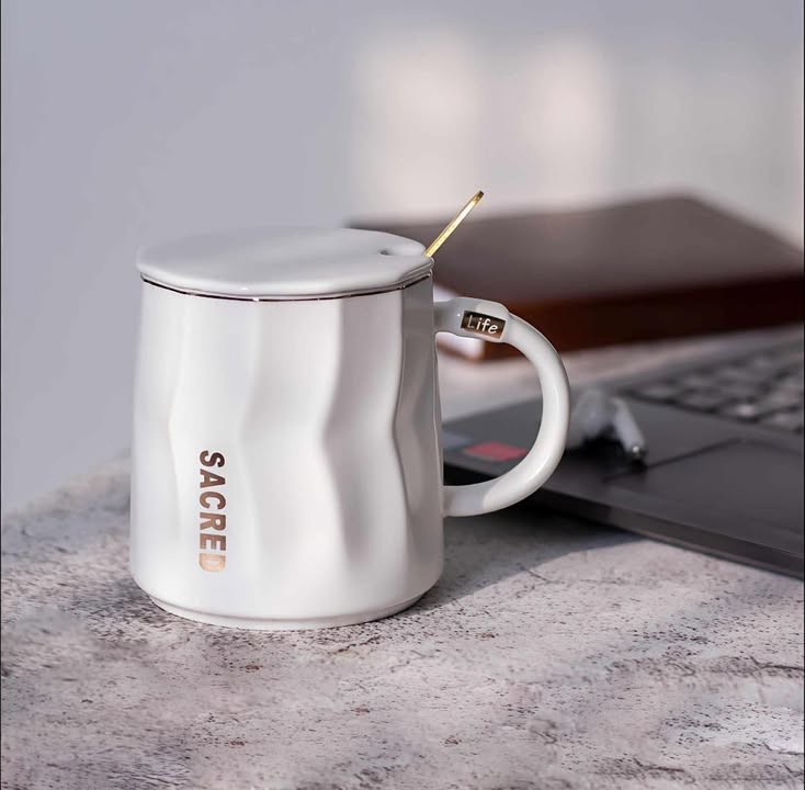 Sacred Ceramic Mug + Ceramic Lid + Spoon 500ml Size