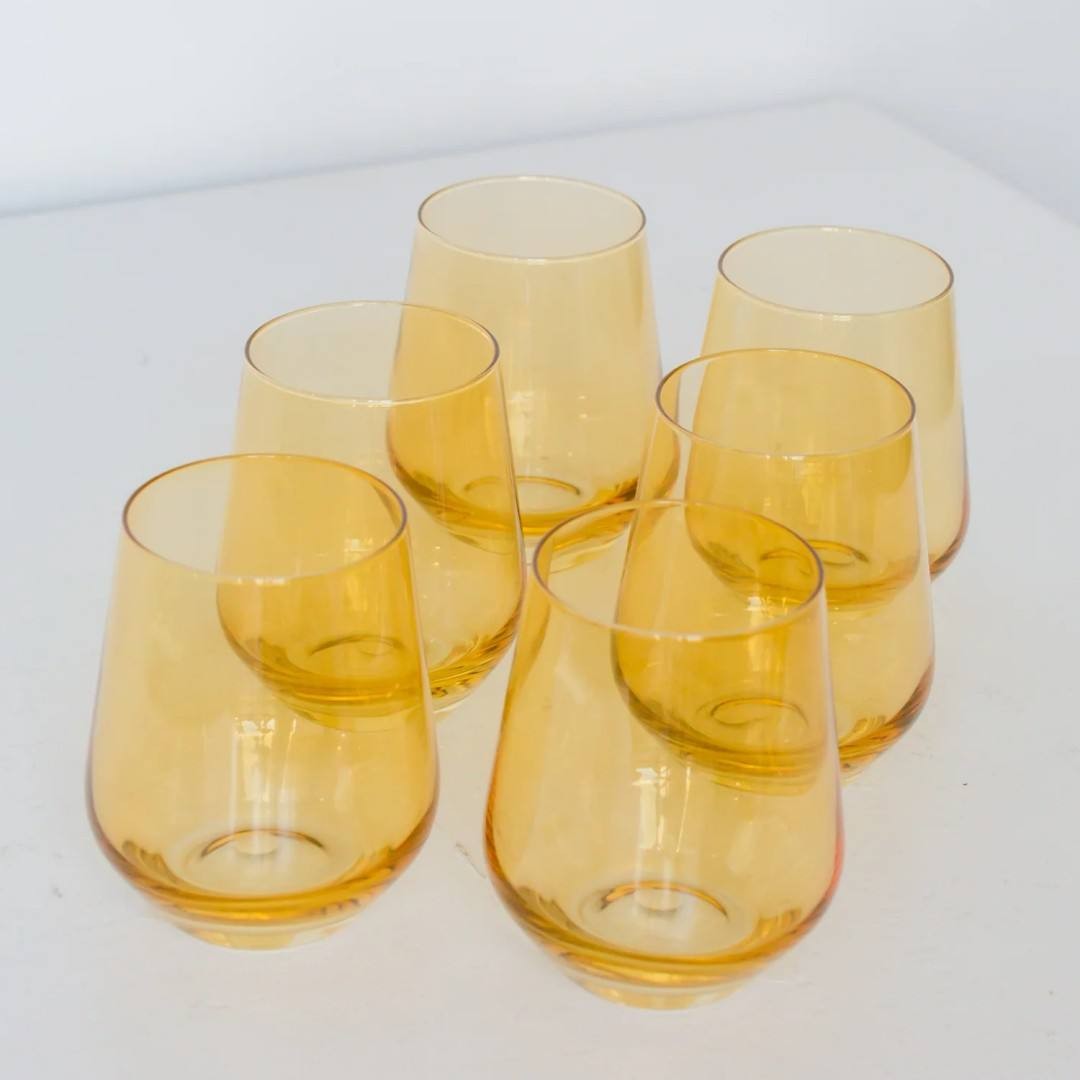 Honey Gold Stemless Glassware Set (Set of 6)